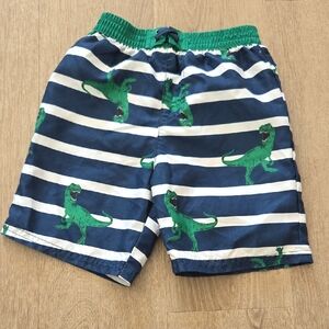 Wonder Nation Green Dinosaur Striped Swim Shorts